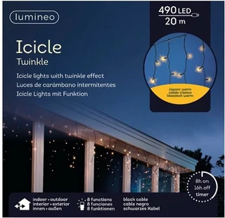 LED Icicle Lights Twinkle - Lumineo - 490 lampjes klassiek warm - afbeelding 3