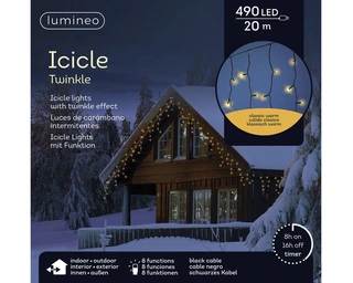 LED Icicle Lights Twinkle - Lumineo - 490 lampjes klassiek warm - afbeelding 5