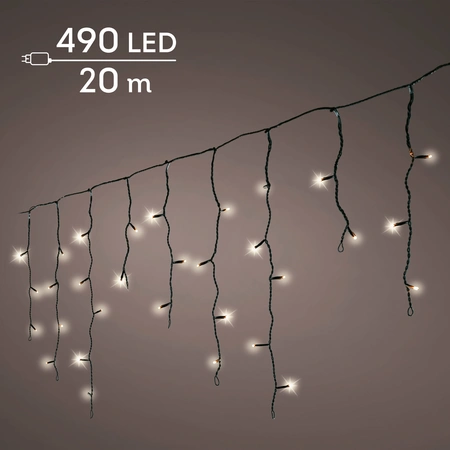 LED Icicle Lights Twinkle - Lumineo - 490 lampjes warm wit - afbeelding 4