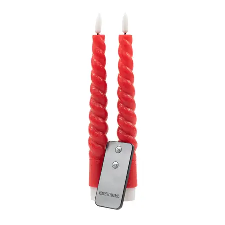 Led kaars Swirl rood set van 2