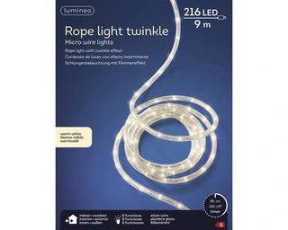 LED Lichtslang Twinkle 9 meter - Lumineo - 216 lampjes warm wit - afbeelding 2