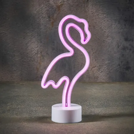 LED Neon Flamingo Tafellamp op batterijen - afbeelding 3