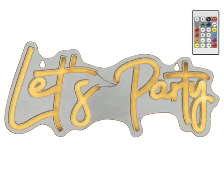 LED Neon Let's party Colour Changing Wandlamp - afbeelding 1