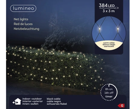 LED Netverlichting - Lumineo - 300x300cm - 384 lampjes warm wit - afbeelding 1