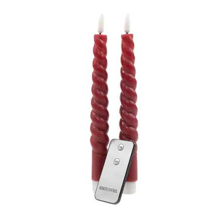 Led kaars Swirl bordeaux set van 2