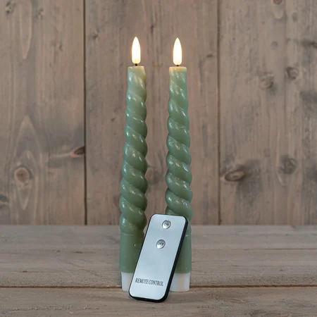 Ledkaars Swirl Jade Groen set van 2 - afbeelding 2