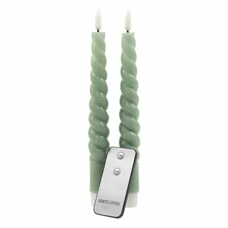 Ledkaars Swirl Jade Groen set van 2