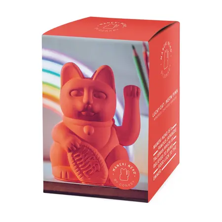 Lucky Cat - Zwaaiende Kat Neon Oranje - afbeelding 4