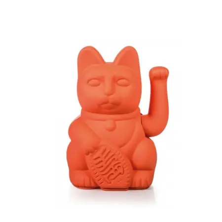 Lucky Cat - Zwaaiende Kat Neon Oranje - afbeelding 1