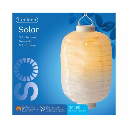 Solar lampion wit van Lumineo in verpakking