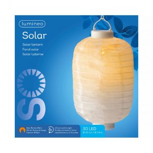 Solar lampion wit van Lumineo in verpakking