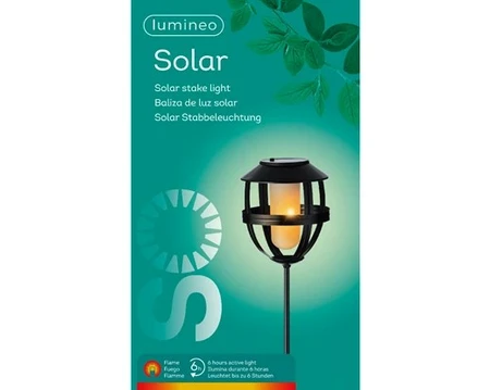 Lumineo - Led Solar Tuinfakkel D13h80cm Zwart - afbeelding 3