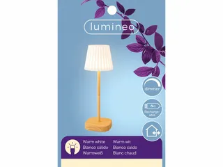 Lumineo Led Tafellamp Oplaadbaar H34cm - Houtkleur - afbeelding 3