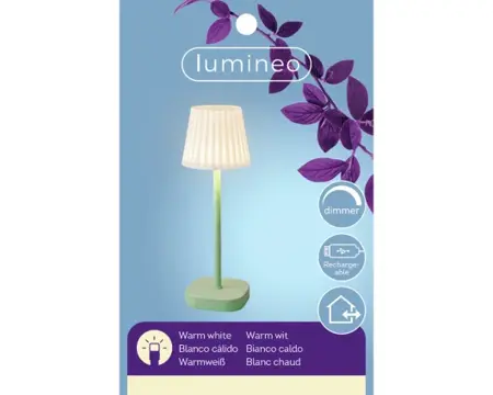 Lumineo Led Tafellamp Oplaadbaar H34cm - Mintgroen - afbeelding 3