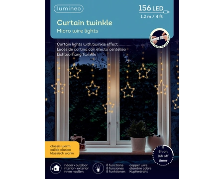 Lumineo Lichtgordijn Twinkle Micro LED 1,2 m - Klassiek Warm - afbeelding 3