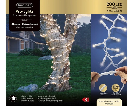 Lumineo Pro-lights Led Cluster L500cm Wit - 200 LED Warm Wit - afbeelding 1