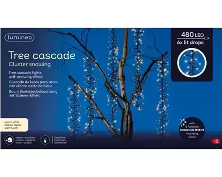 Lumineo Tree Cascade Cluster Snowing 480LED Warm Wit - afbeelding 1