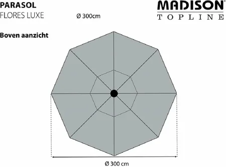Madison Flores Luxe Stokparasol Rond Ø300cm - Ecru - afbeelding 2