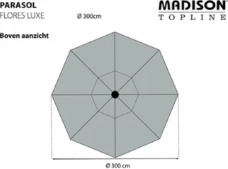 Madison Flores Luxe Stokparasol Rond Ø300cm - Ecru - afbeelding 2