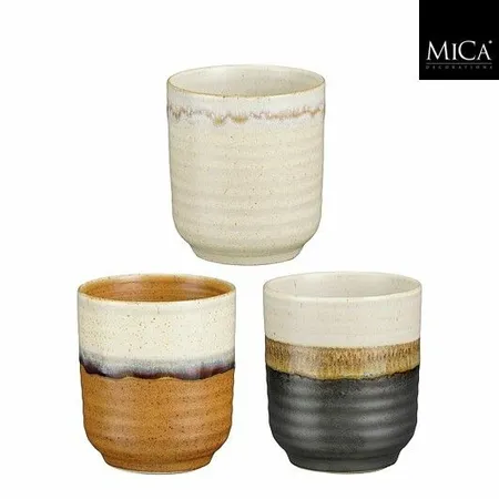 Mica Decorations Beker Ethan D7.5h9cm Terra | Off White | Zwart (assorti)