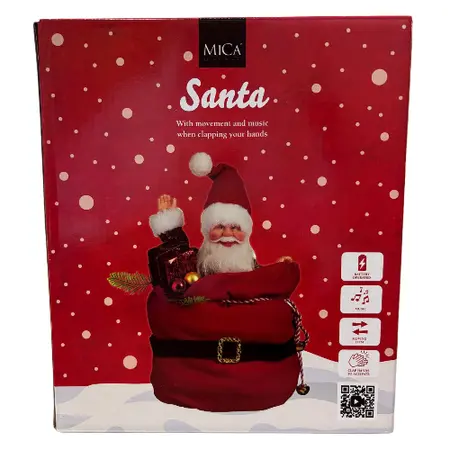 Mica Decorations Bewegende Kerstman met Muziek - 30 cm - afbeelding 2