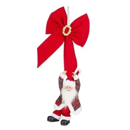 Mica Decorations Bewegende Kerstman met Muziek en Strik - 90 cm - afbeelding 1