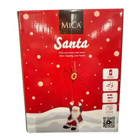 Mica Decorations Bewegende Kerstman met Muziek en Strik - 90 cm - afbeelding 2