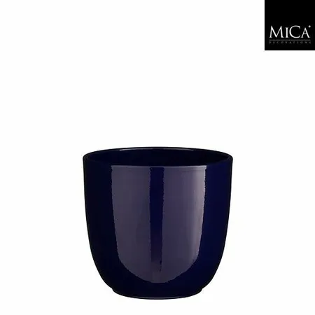 Mica Decorations Tusca Bloempot – Ø17 cm – Donkerblauw – Keramiek – Binnenpot