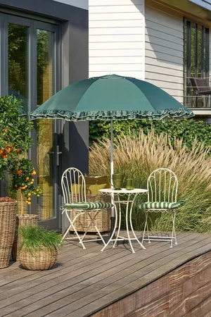 Mica Decorations Kantelbare Parasol met Ruches Groen - afbeelding 2