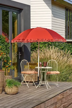 Mica Decorations Kantelbare Parasol met Ruches Terra - afbeelding 2