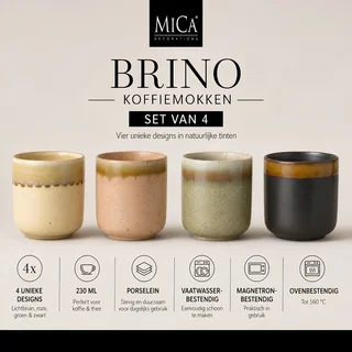 Mica Decorations Mok Brino Set van 4 stuks - afbeelding 2