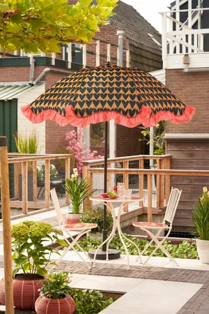 Mica Decorations Parasol Hart H238 x Ø220 cm - Zwart - afbeelding 3