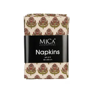 Mica Decorations Servet 40x40cm Diona Beige (4 stuks)