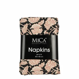 Mica Decorations Servet 40x40cm Esmee Zwart (4stuks)