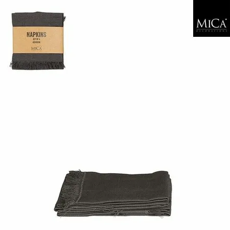 Mica Decorations Servetten Villia – 4 stuks – Donkergrijs – Stoffen Servet