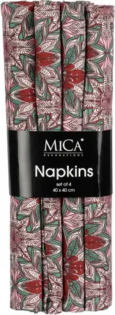 Mica Decorations Servetten 40x40cm Bloem Donkerrood (4 stuks)