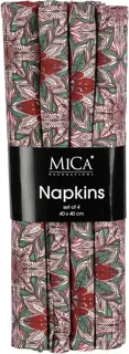 Mica Decorations Servetten 40x40cm Bloem Donkerrood (4 stuks)