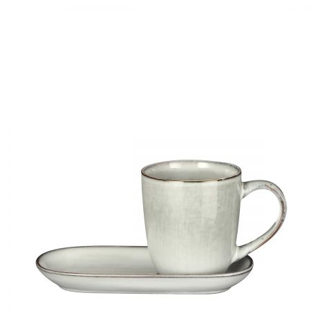 Mica Decorations Tabo Kop + Schotel - L17,5xB8xH10 - Grijs