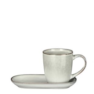 Mica Decorations Tabo Kop + Schotel - L17,5xB8xH10 - Grijs