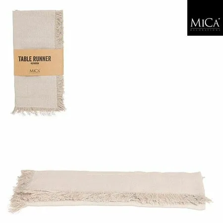 Mica Decorations Tafelloper Villia – 180×45 cm – Beige – Geweven Tafeldecoratie
