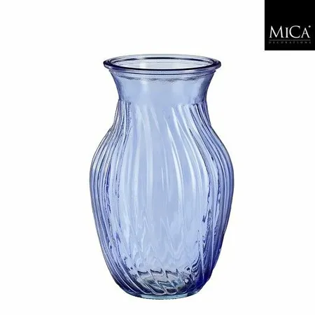 Mica Decorations Brigett blauwe glazen vaas H20 × Ø12 cm – elegant interieuraccessoire