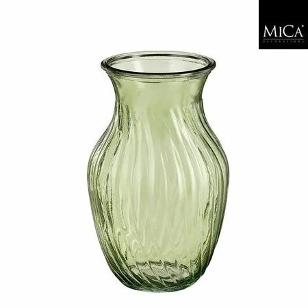 Mica Decorations Brigett groene glazen vaas H20 × Ø12 cm – elegant interieuraccessoire