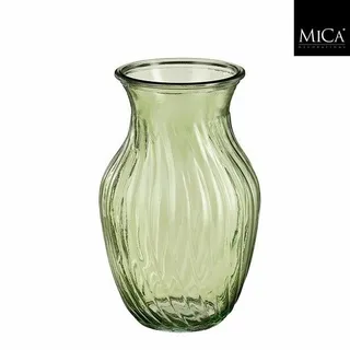 Mica Decorations Brigett groene glazen vaas H20 × Ø12 cm – elegant interieuraccessoire