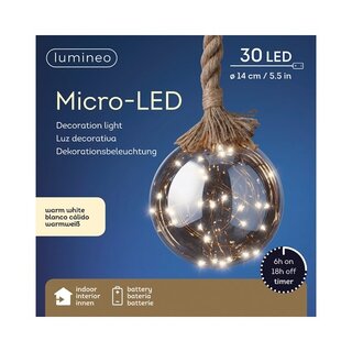 Micro-LED Bal Ø14cm - Lumineo - 30 lampjes warm wit - afbeelding 2