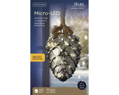 Micro-LED Dennenappel Touw - Lumineo - LED warm wit - afbeelding 3