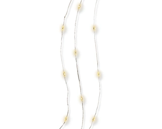 Micro Led draadverlichting zilver 45cm - 10 lampjes Warm Wit - batterij - afbeelding 2