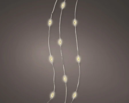 Micro Led draadverlichting zilver 45cm - 10 lampjes Warm Wit - batterij - afbeelding 3