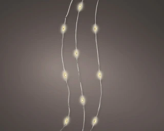 Micro Led draadverlichting zilver 45cm - 10 lampjes Warm Wit - batterij - afbeelding 3
