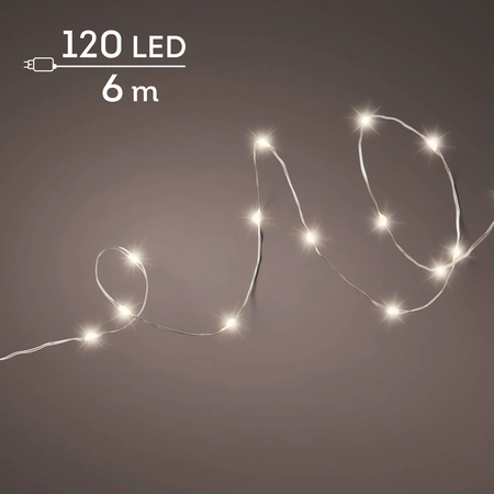 Micro Led draadverlichting zilver 6 meter - 120 lampjes Warm Wit - afbeelding 3