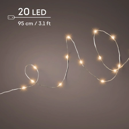Micro Led draadverlichting zilver Twinkle - 20 lampjes Klassiek Warm - afbeelding 2